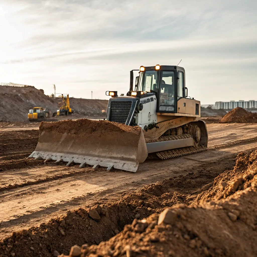 Bulldozer leveling the ground